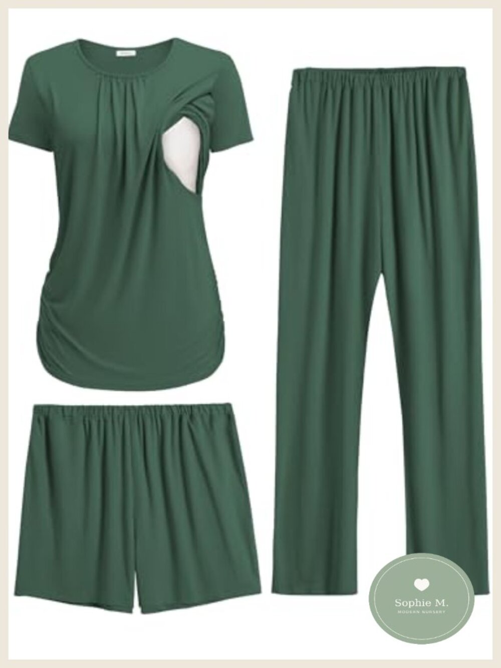 Maternity Nursing Pajama Set 3 Piece Breastfeeding Pjs Lounge